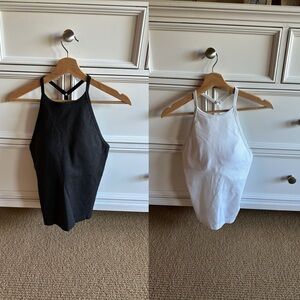 Lululemon High Neck Tank, Two tops, Waist Length Sz 8, Black and White